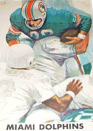 Vintage Dave Boss Miami Dolphins poster 1960's