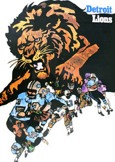 Vintage NFL Poster 1968 Detroit Lions Original